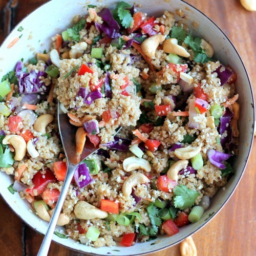 Recipe of the Month   Crunchy Cashew Thai Quinoa Salad with Ginger Peanut Dressing
